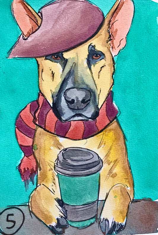 Hipster German Shepherd - Sketchbook Journal Entry