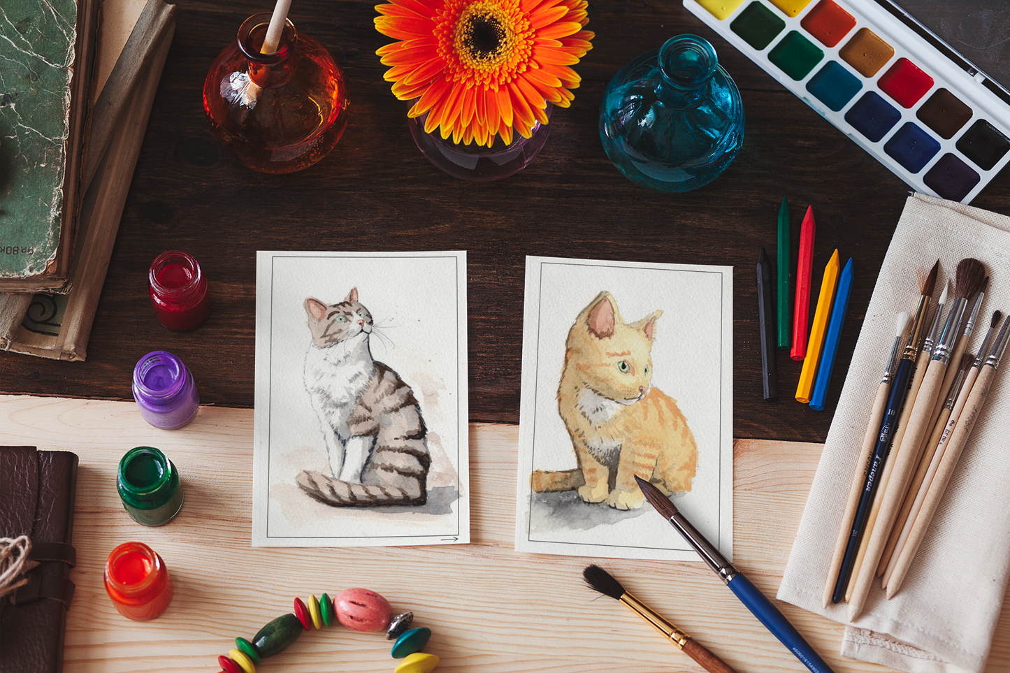Cute Cat Watercolor Book – A Handmade Artistic Experience