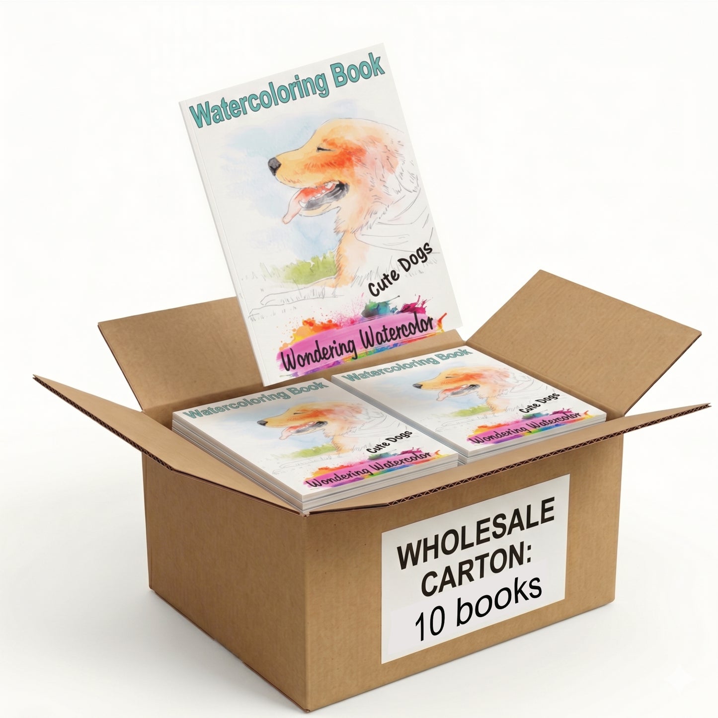 Cute Dogs Watercolor Coloring Books, Case of 10