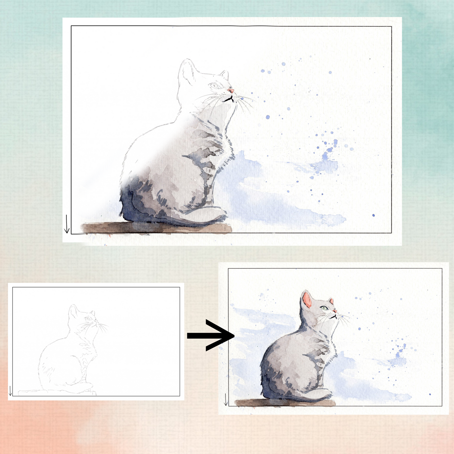 how to watercolor paint a cute cat thumbnail image