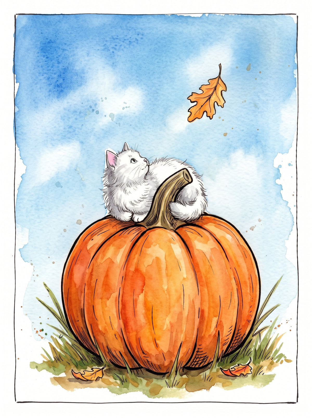 Autumn / Fall Themed Watercolor Postcard set with free paint along videos