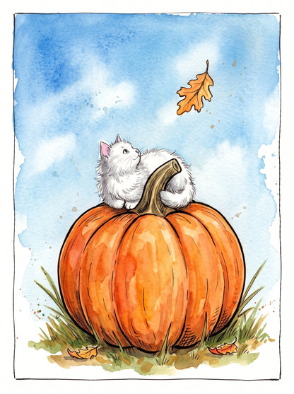 Autumn / Fall Themed Watercolor Postcard set with free paint along videos