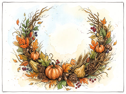 Autumn / Fall Themed Watercolor Postcard set with free paint along videos