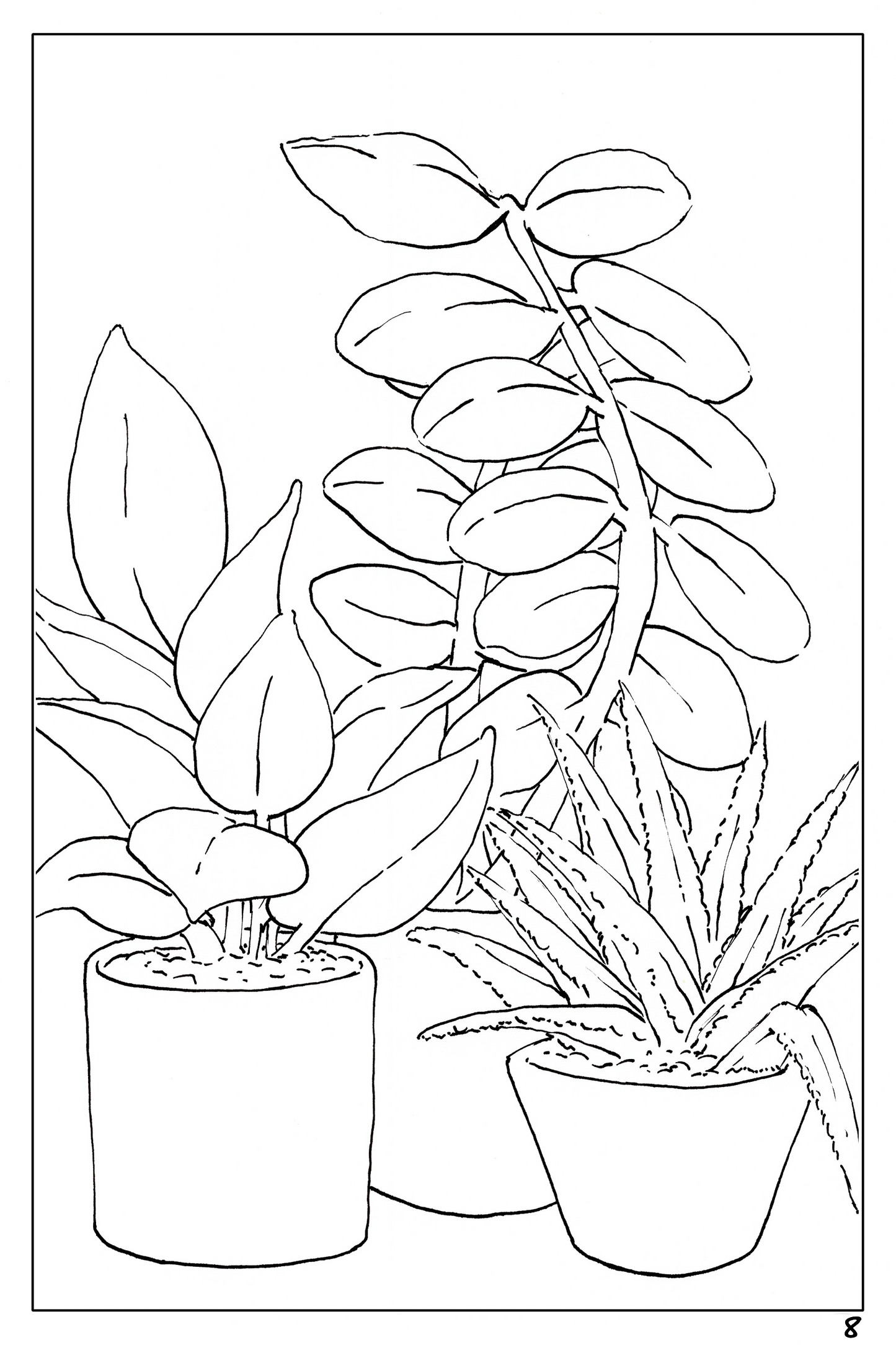 Plants and Flowers themed watercolor coloring book