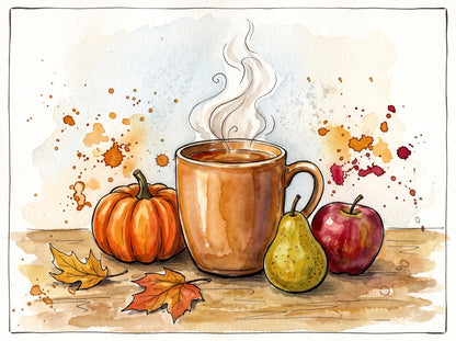 Autumn / Fall Themed Watercolor Postcard set with free paint along videos