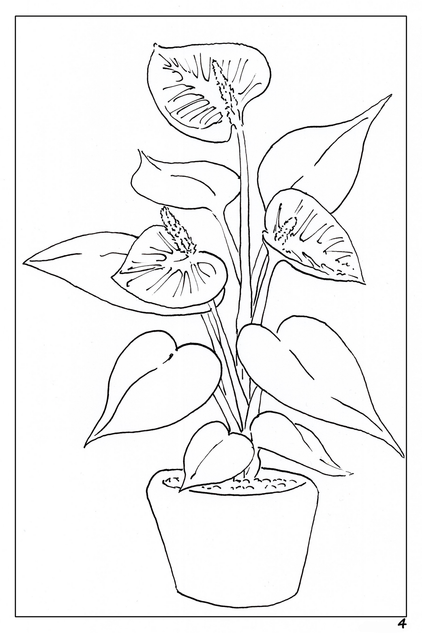 Plants and Flowers themed watercolor coloring book