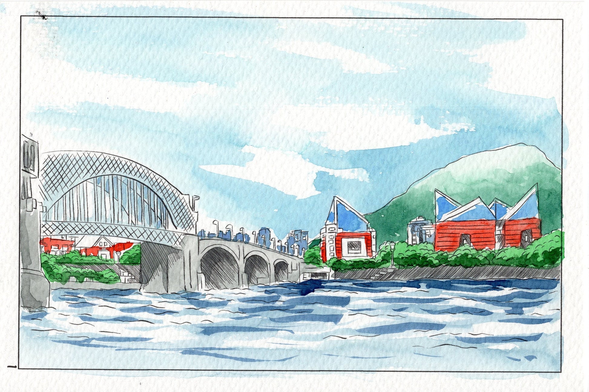 Tennessee Aquarium watercolor painting, watercolor coloring book, watercolor paper, 