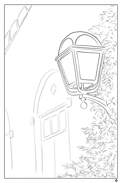 Watercolor Coloring Book page, downtown Chattanooga Arts district