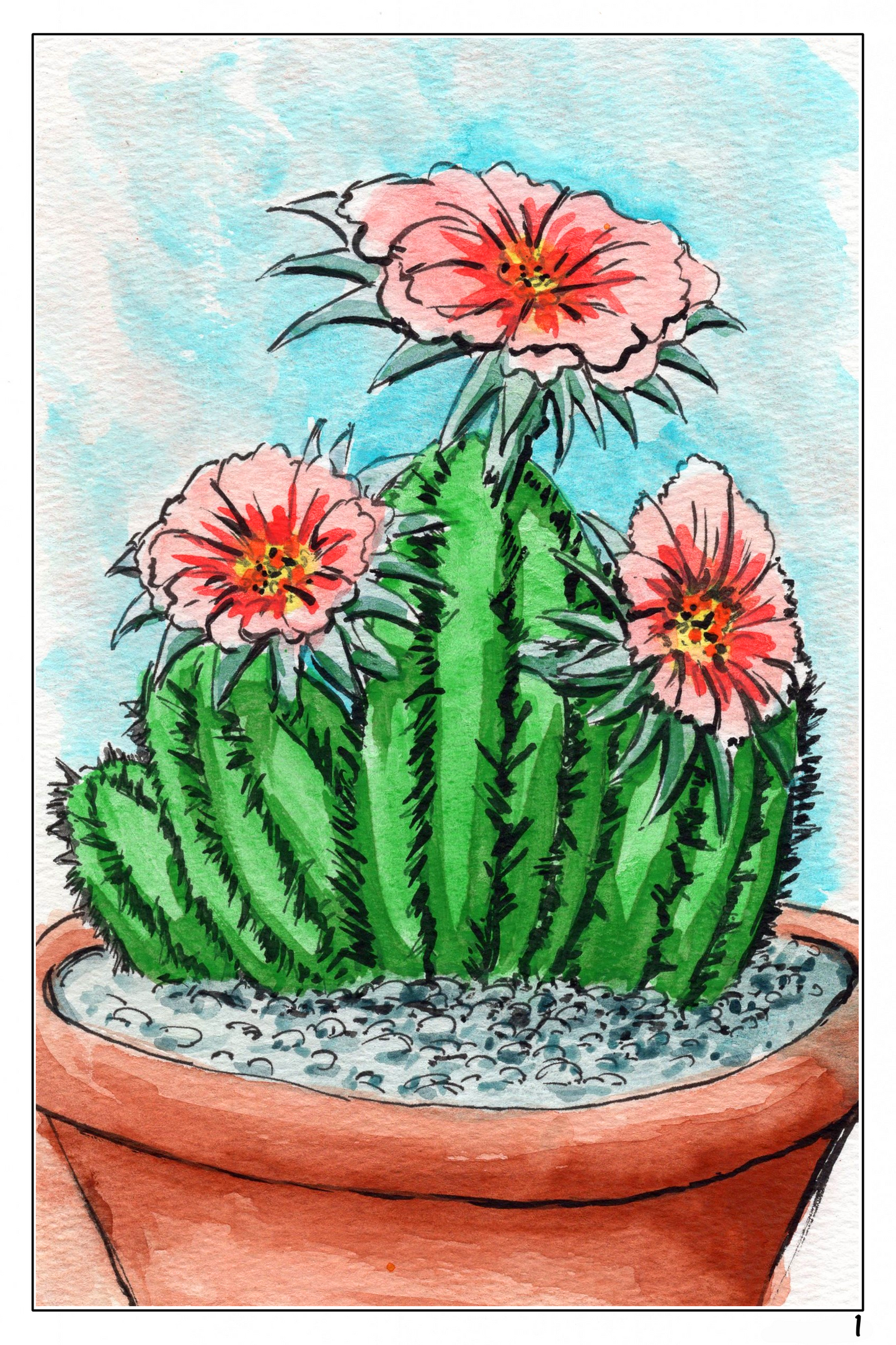 Plants and Flowers themed watercolor coloring book