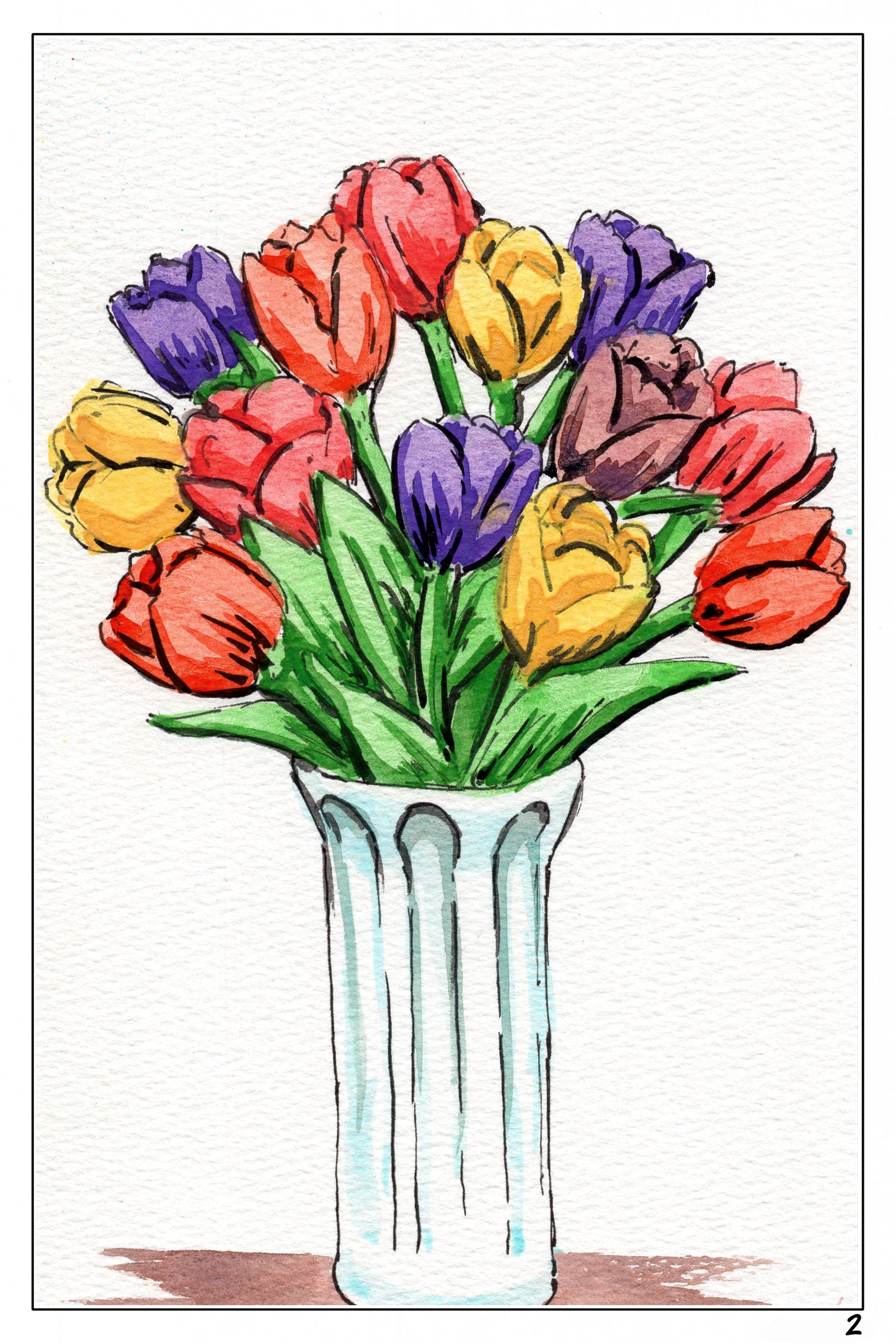 Plants and Flowers themed watercolor coloring book