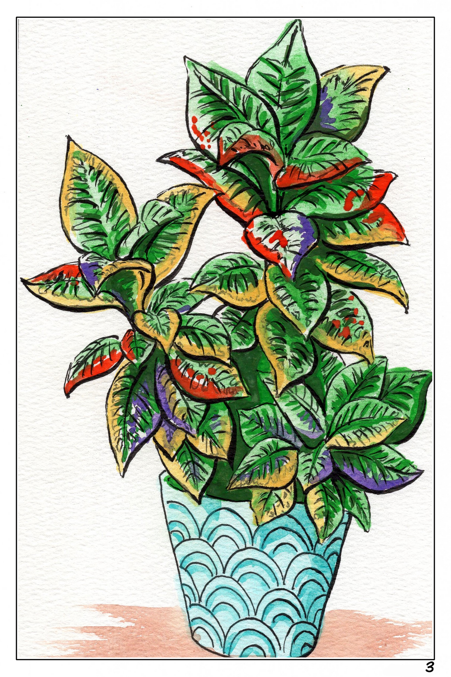 Plants and Flowers themed watercolor coloring book