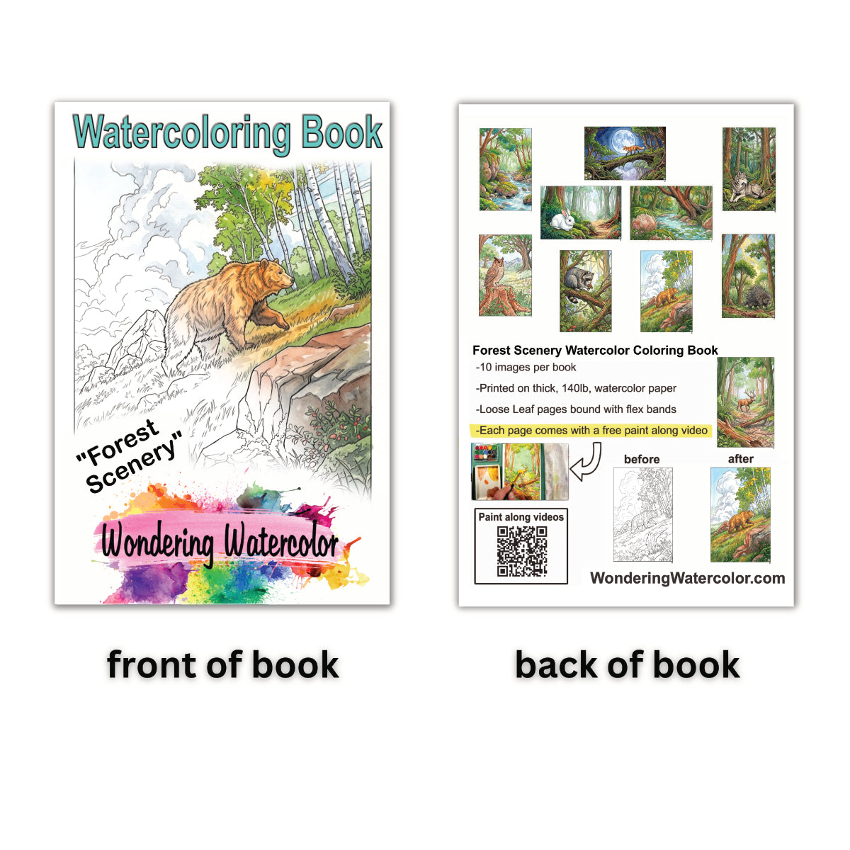 Forest Scenery Watercolor Coloring Book