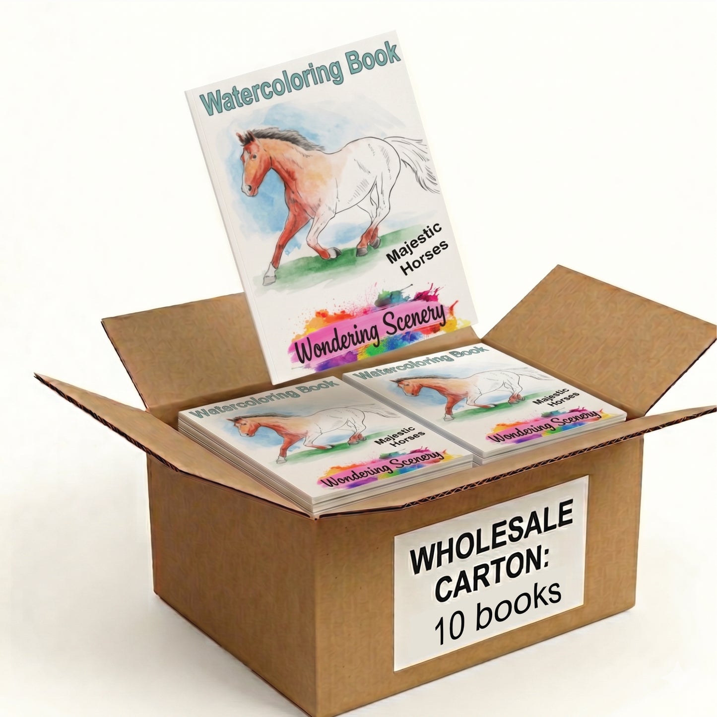 Majestic Horses Watercolor Coloring Books, Case of 10