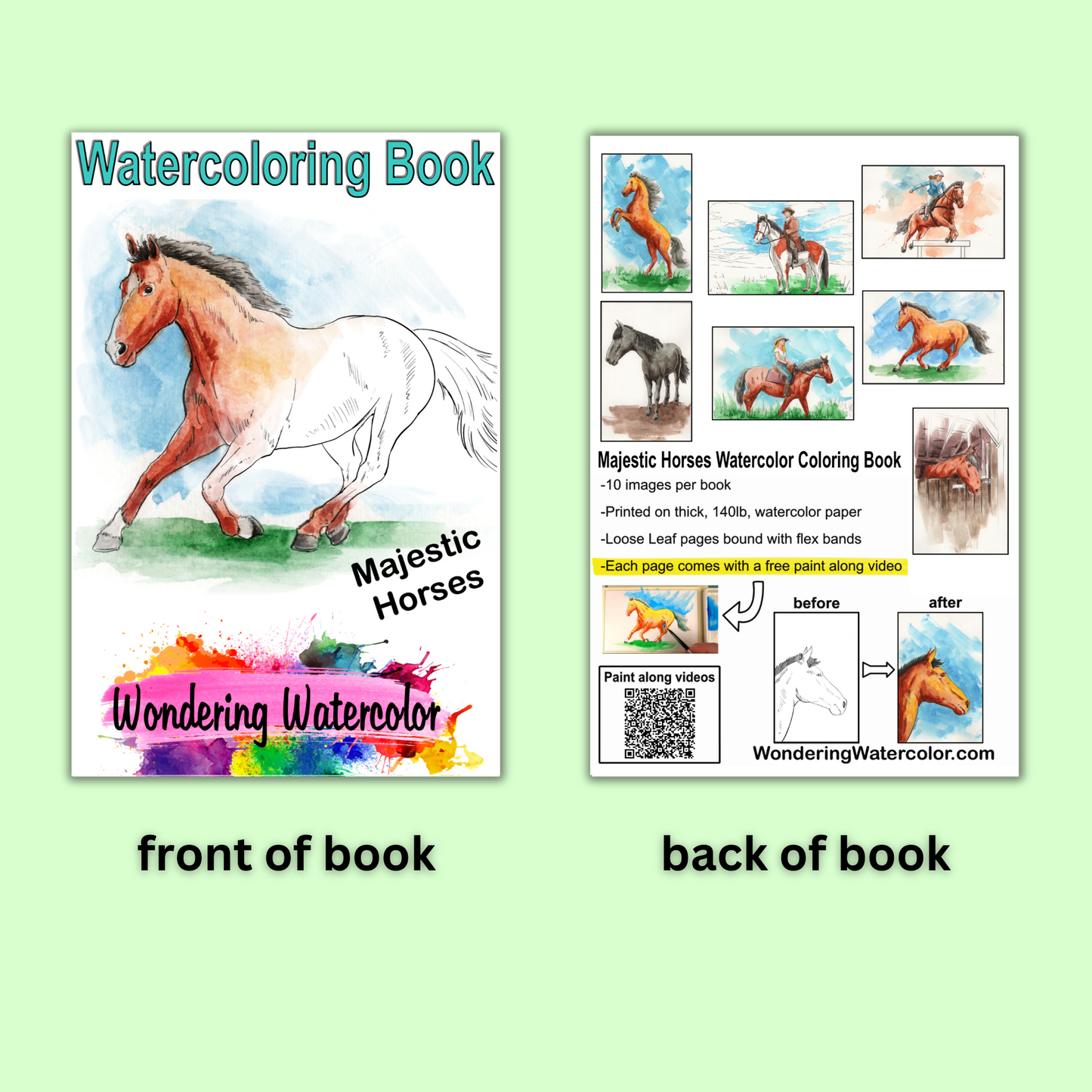 Majestic Horses Watercolor Book - saddle up for a one of a kind painting experience