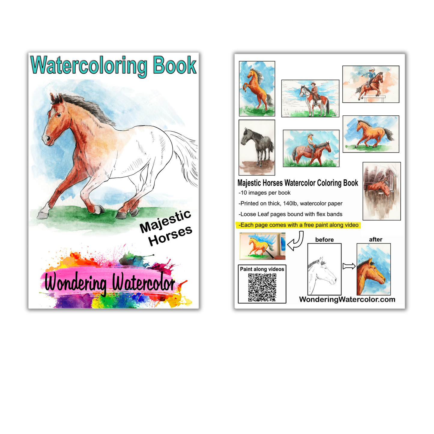 Majestic Horses Watercolor Book - saddle up for a one of a kind painting experience