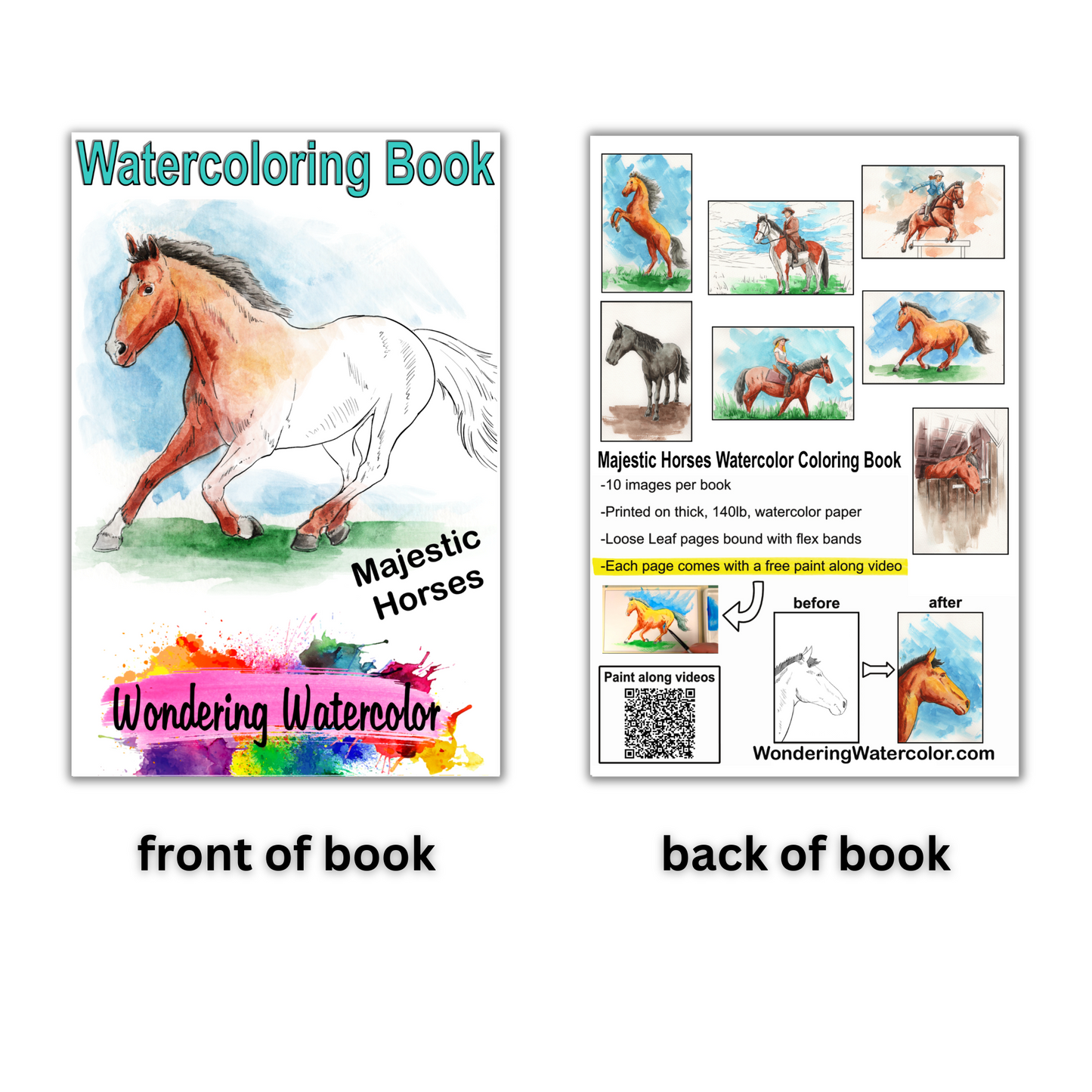 Majestic Horses Watercolor Book - saddle up for a one of a kind painting experience