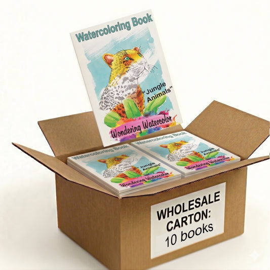 Jungle Animals Watercolor Coloring Books, Case of 10