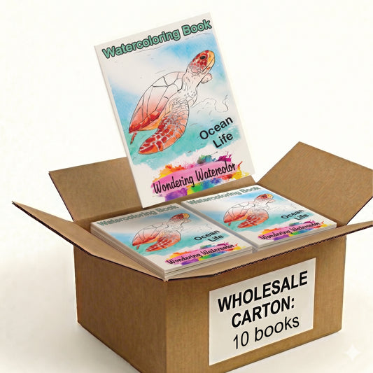 Ocean Life Watercolor Coloring Books, Case of 10