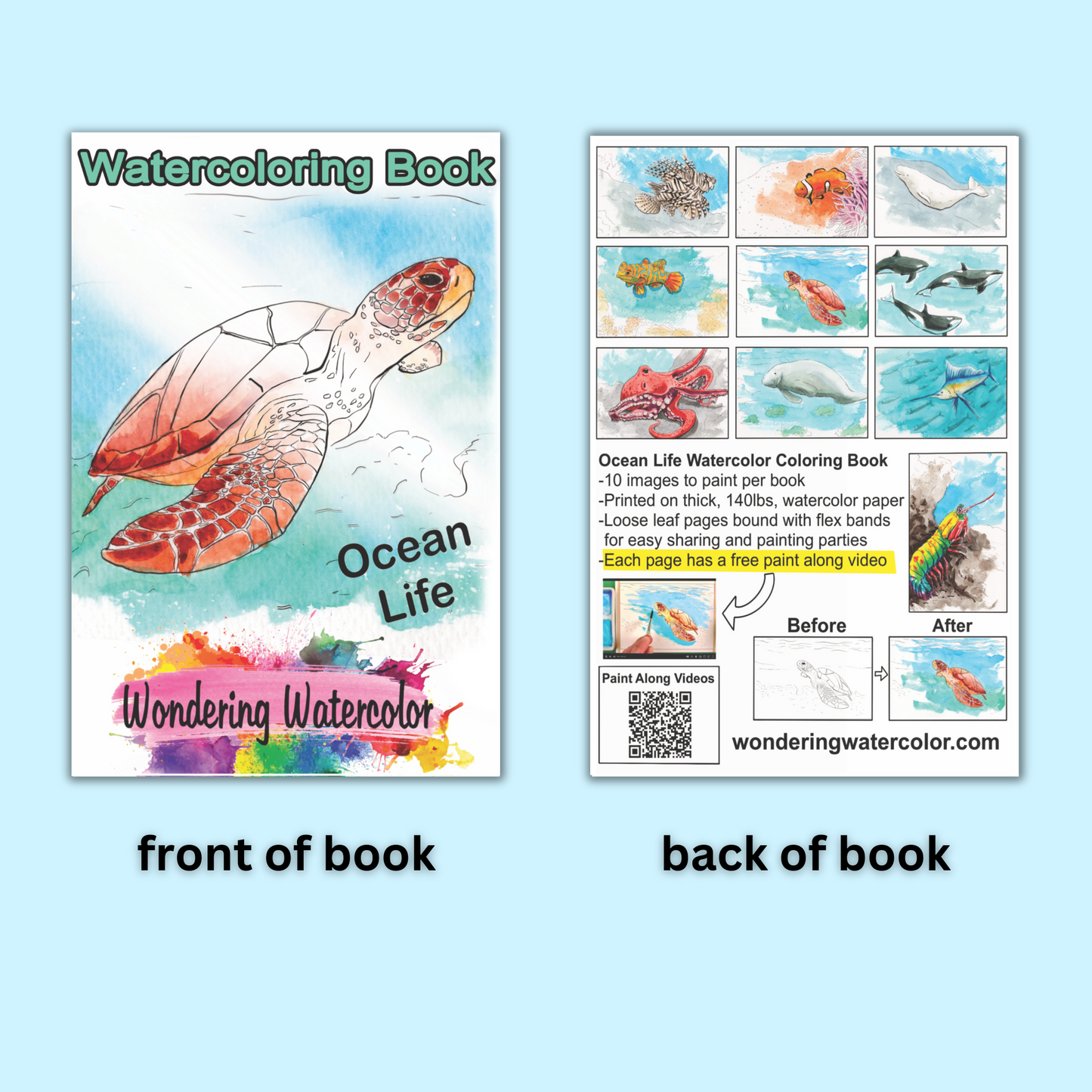 Ocean Life Watercolor Book – Dive into Creativity!