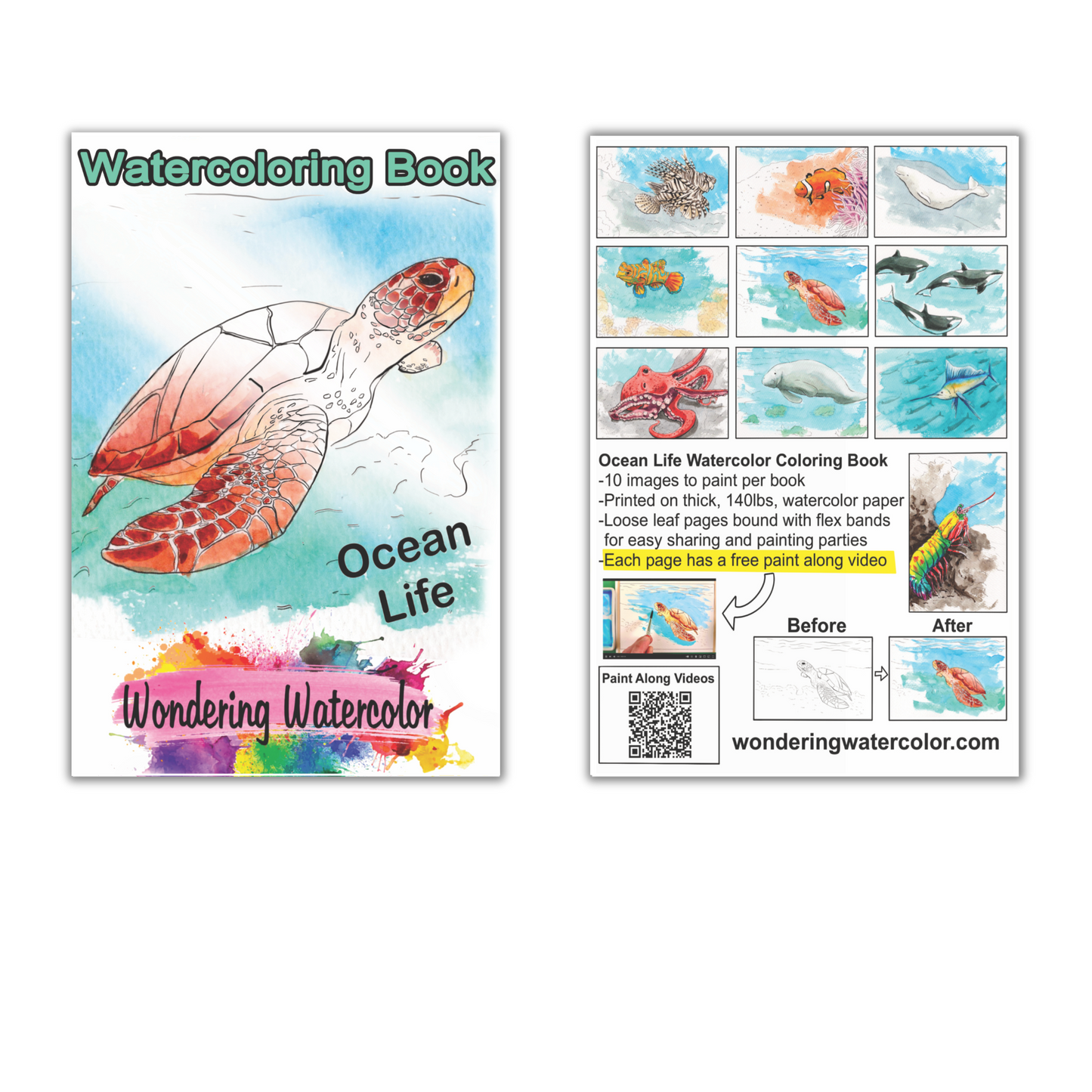 Ocean Life Watercolor Book – Dive into Creativity!