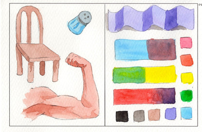 watercolor workbook page 2 fully painted, watercolor painting for beginners, how to watercolor paint
