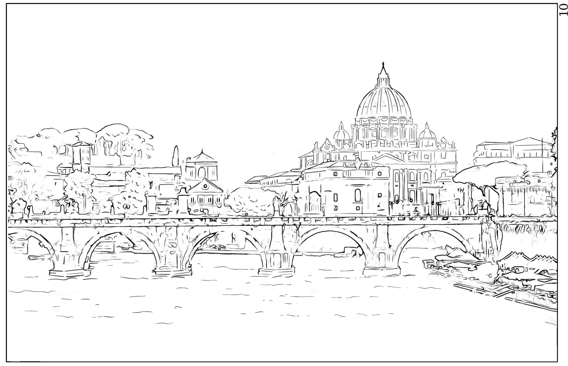 watercolor painting for beginners, watercolor workbook page 10, St. Angelo's Bridge in Rome