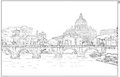 watercolor painting for beginners, watercolor workbook page 10, St. Angelo's Bridge in Rome
