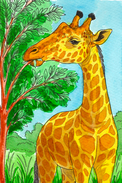 Jungle Animals Watercolor Coloring Book