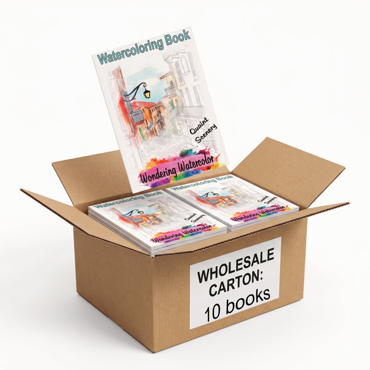 Quaint Scenery Watercolor Coloring Books, Case of 10