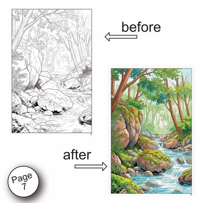 Forest Scenery Watercolor Coloring Book