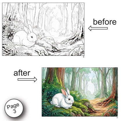 Forest Scenery Watercolor Coloring Book