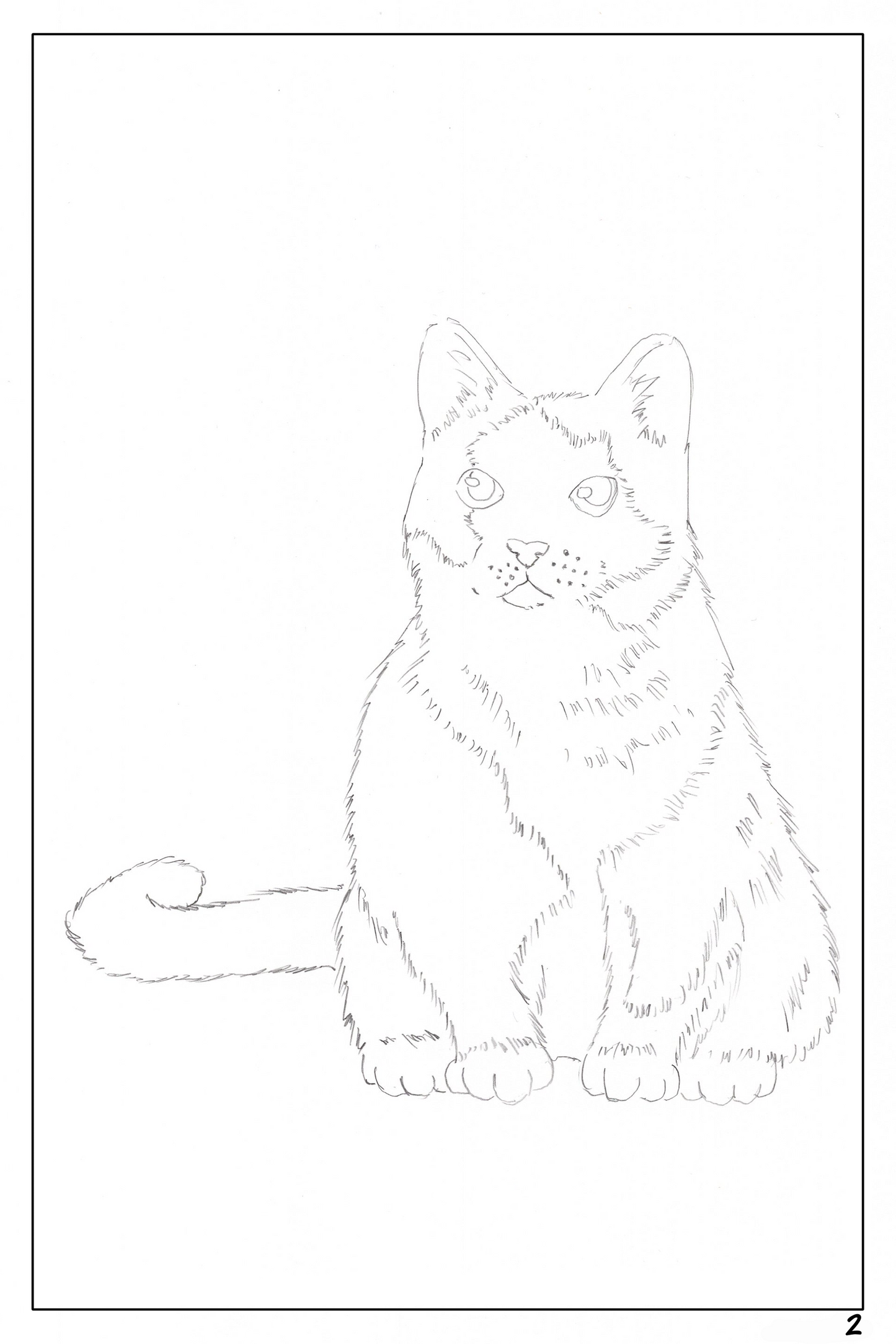 date night watercolor workbook page 2, coloring page of a cute cat