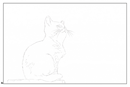 watercolor workbook page 4, cute cat coloring page