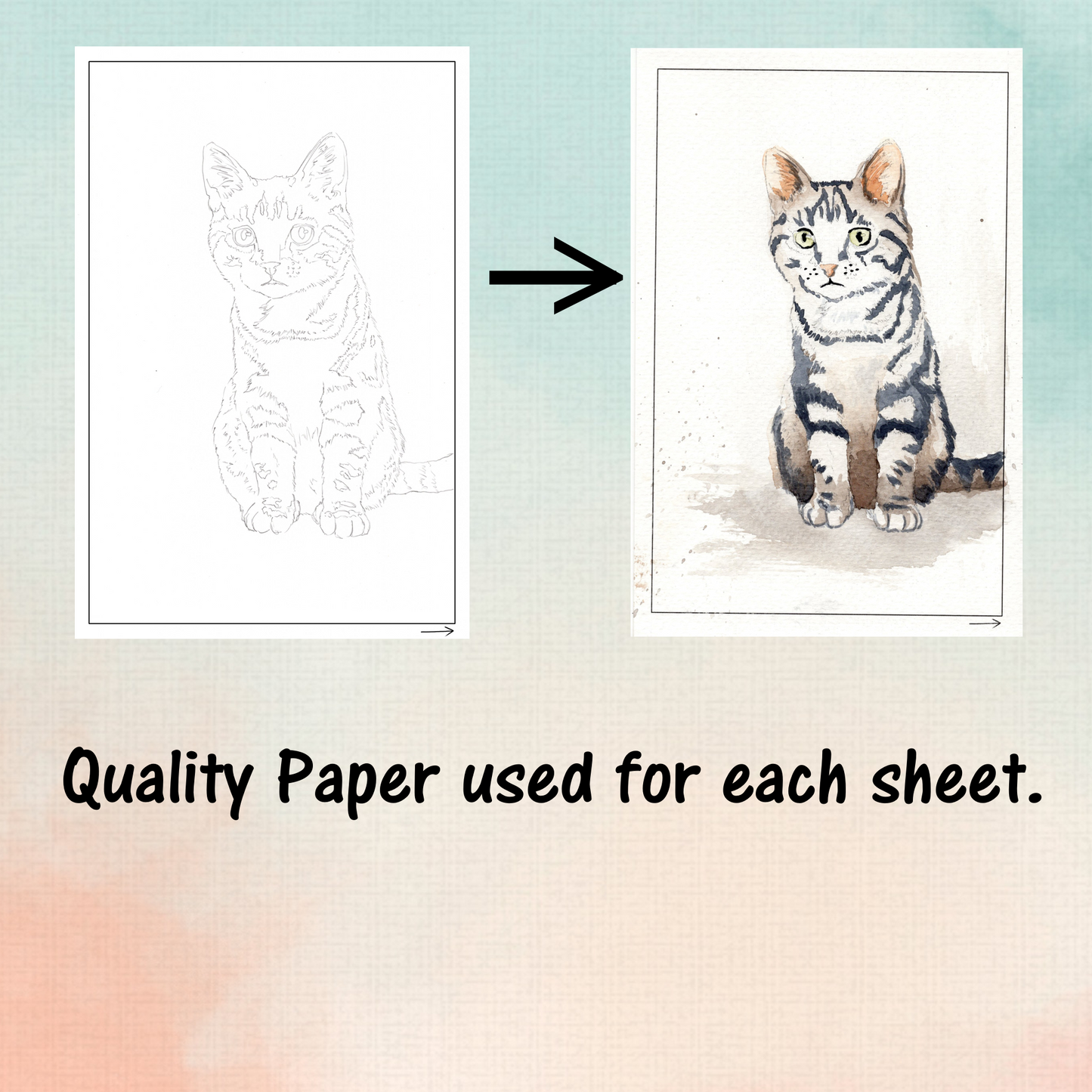 Cute Cat Watercolor Coloring Book, Watercolor Kit, Watercoloring Book