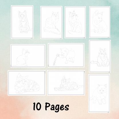 watercolor workbook pages of cute cats