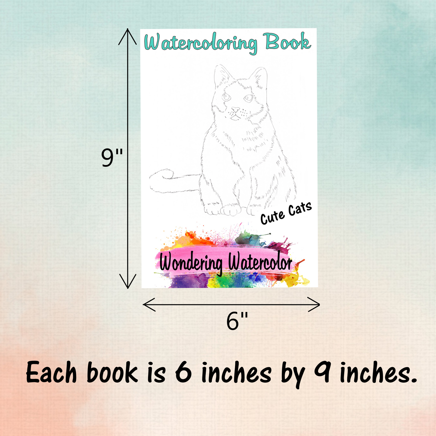 Cute Cat Watercolor Coloring Book, Watercolor Kit, Watercoloring Book