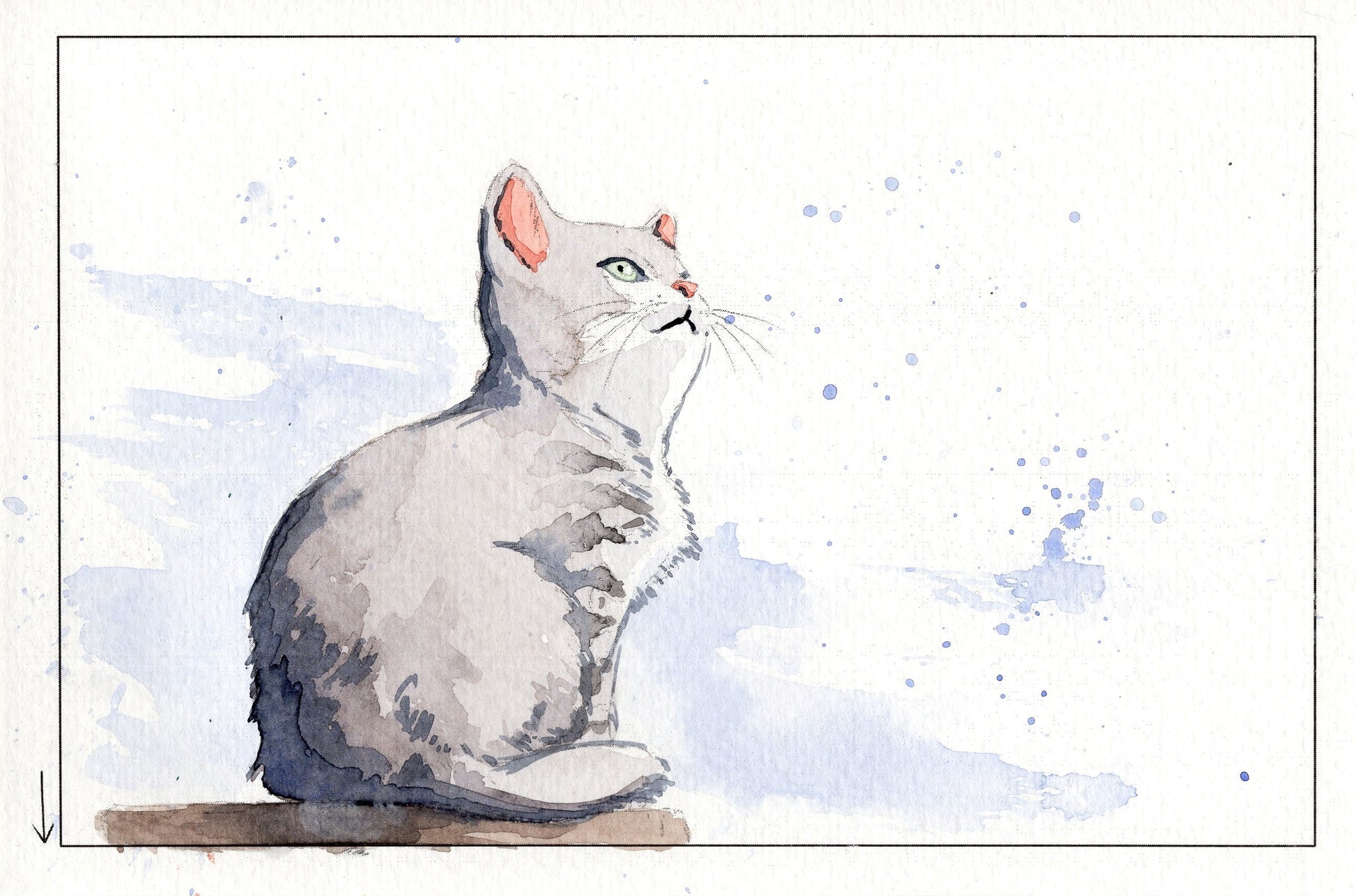 watercolor painting of a cute cat