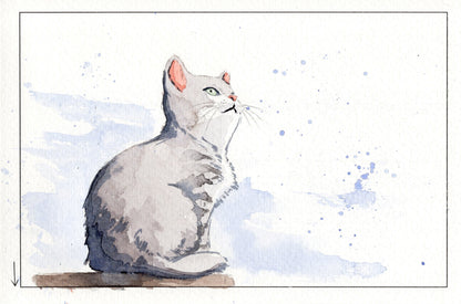 watercolor painting of a cute cat