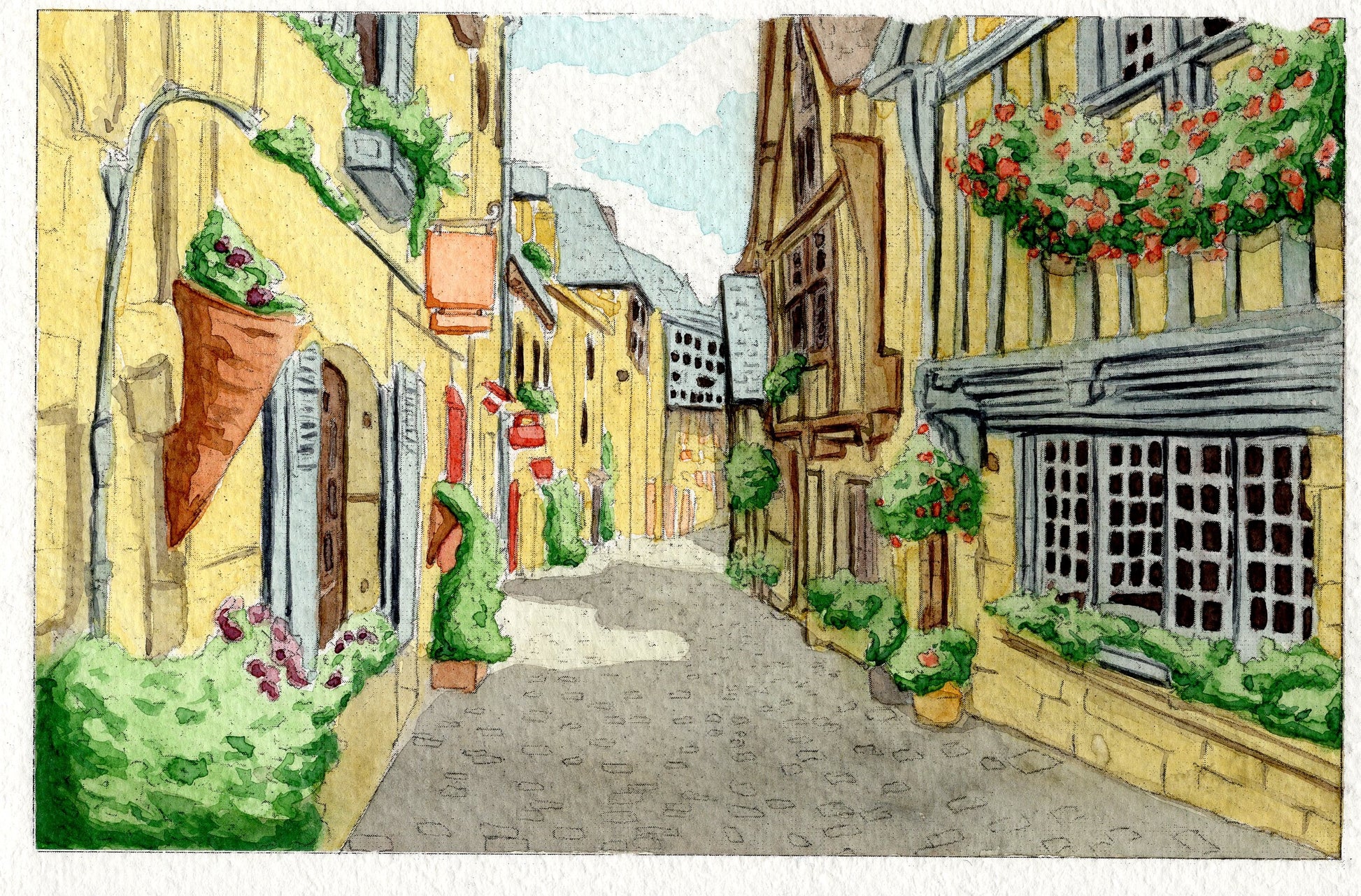 Quaint Scenery Watercolor Coloring Book